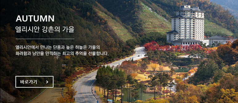 AUTUMN 엘리시안 강촌의 가을 - 엘리시안에서 만나는 단풍과 높은 하늘은 가을의 화려함과 낭만을 만끽하는 최고의 추억을 선물합니다.