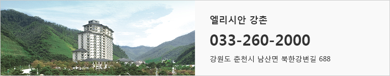엘리시안 강촌 033-260-2000 강원도 춘천시 남산면 북한강변길 688