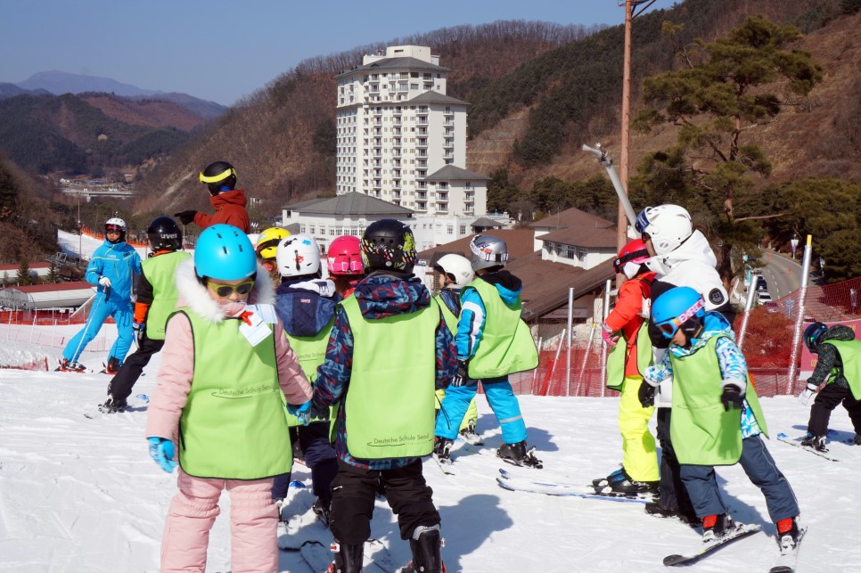 슬로프 그리고 스키학교 강습 현장입니다